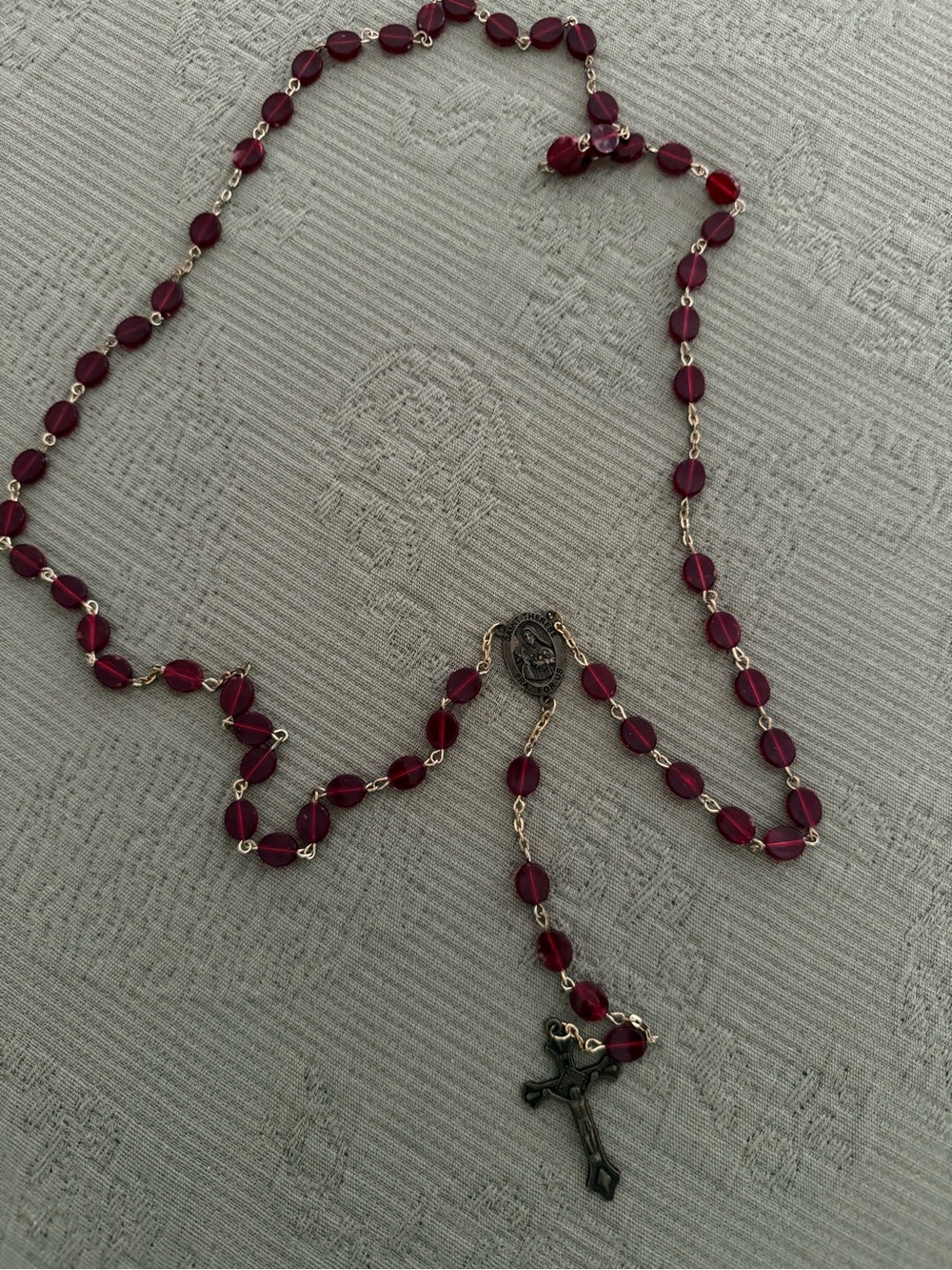Women's Ruby Red Rosary Necklace - Unbranded